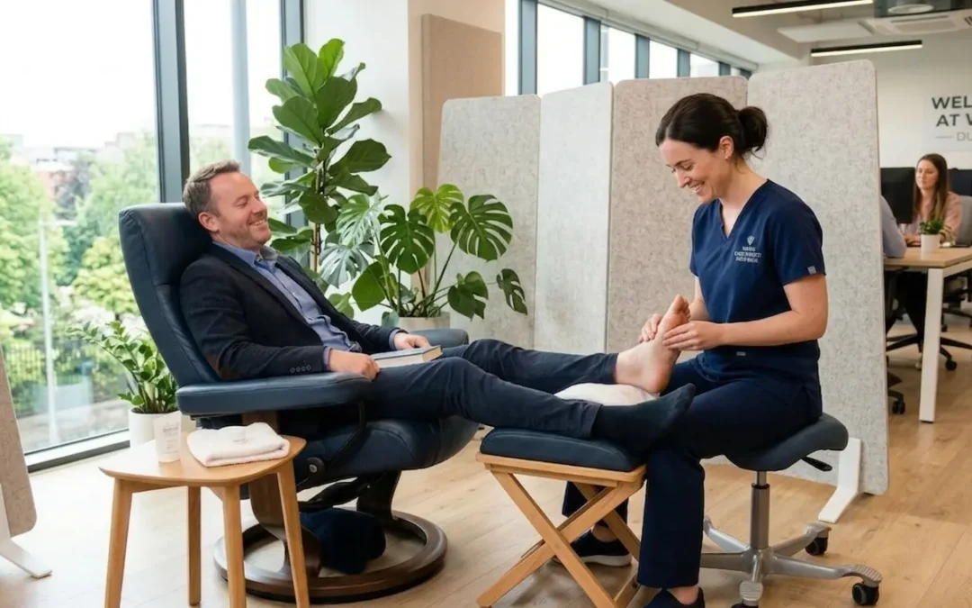 ROI of Workplace Reflexology: Stress Reduction & Productivity Gains